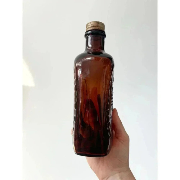 Vintage Dark Browl Glass Log Cabin Syrup Bicentennial Glass Container with Top - Picture 6 of 10